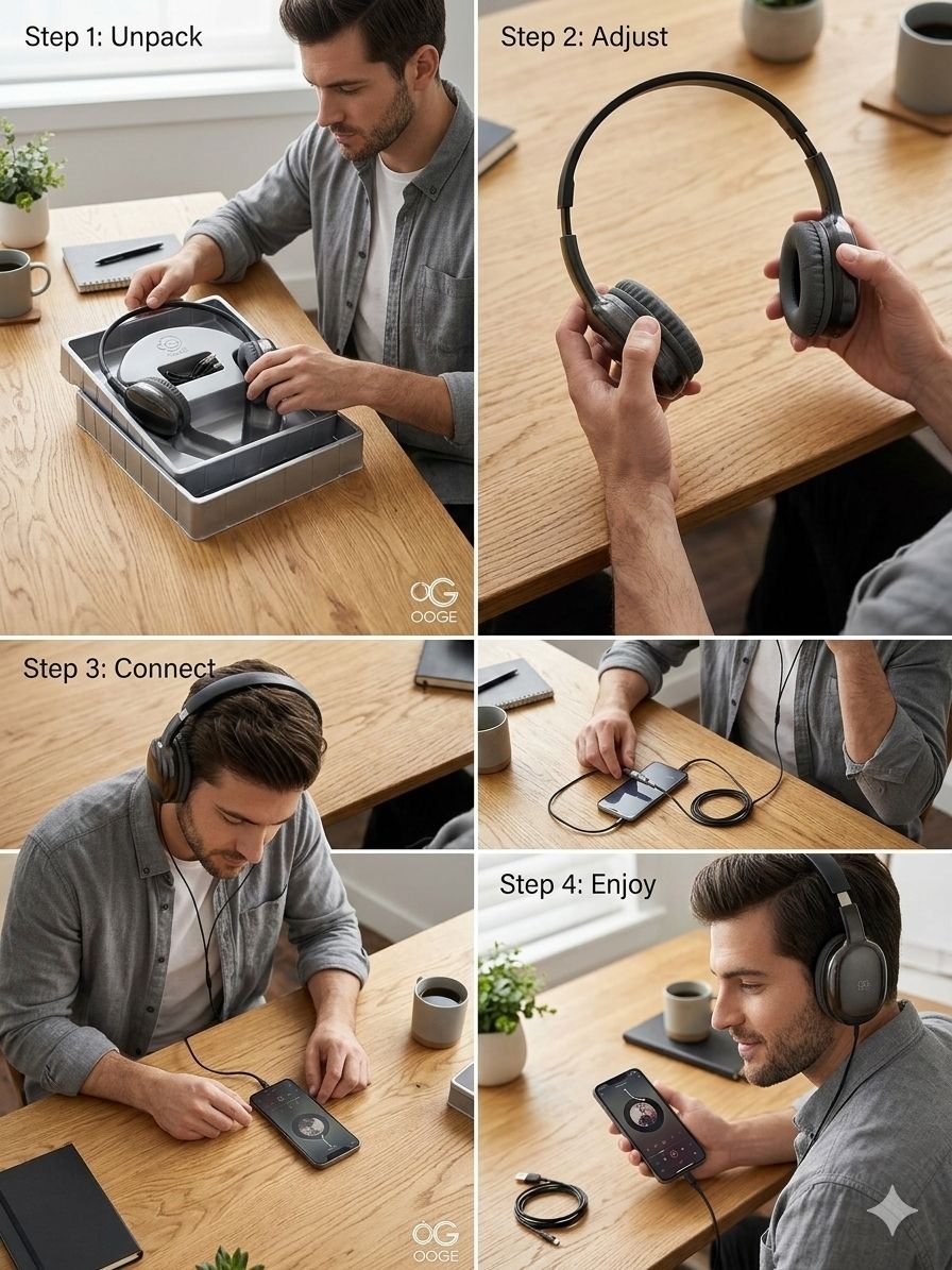 Headphones Setup Visual Guide