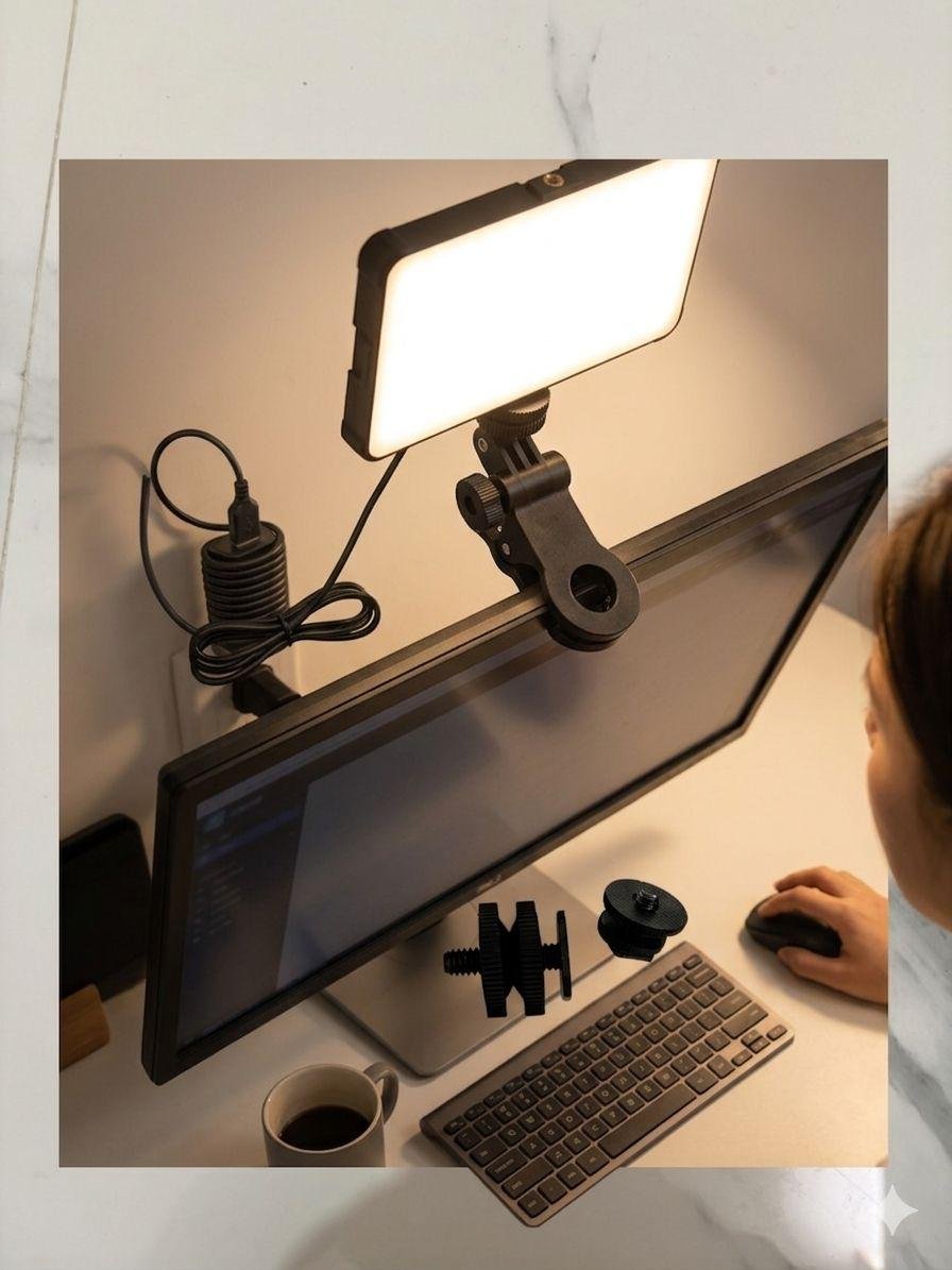 Clip-On LED Video Light for Laptop & Monitor